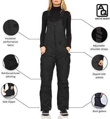 Women’s Insulated Ski Bib Pants – Warm Winter Snow Pants