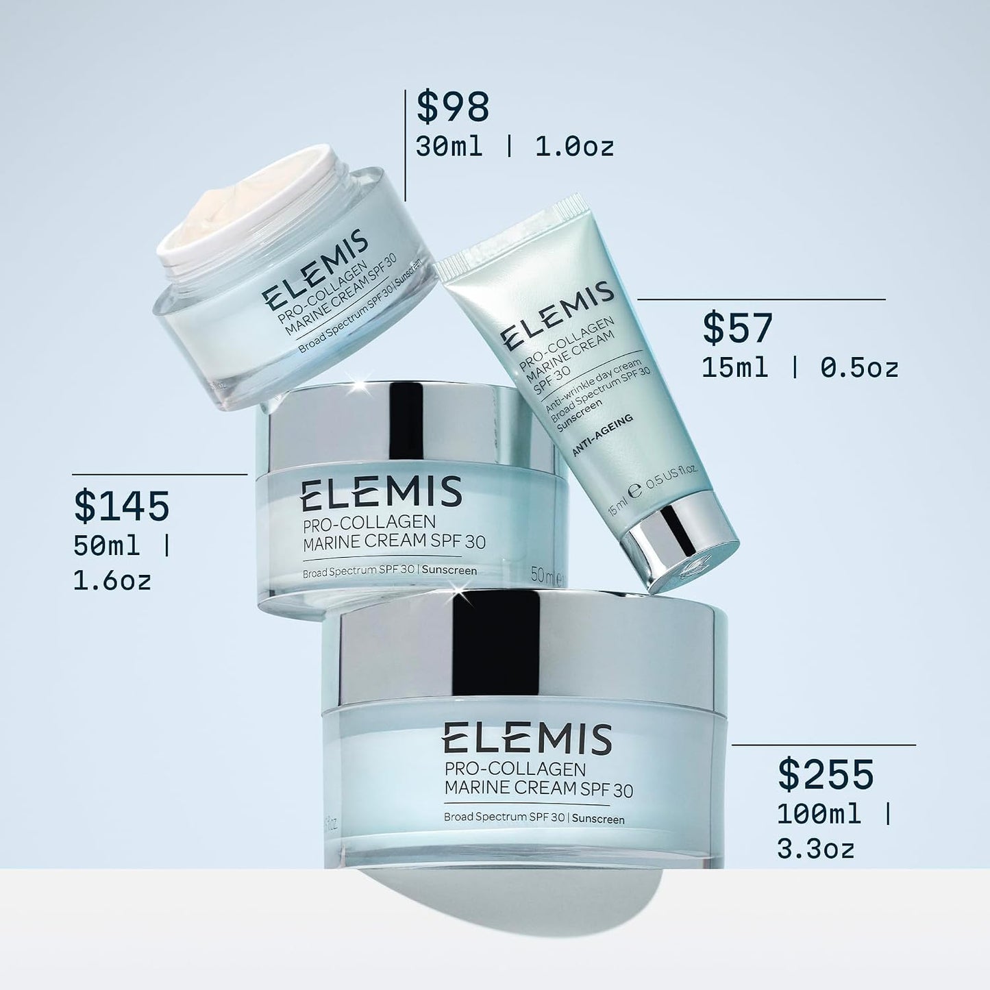ELEMIS Pro-Collagen Marine Cream SPF 30, Lightweight Anti-Wrinkle Daily Facial Moisturizer