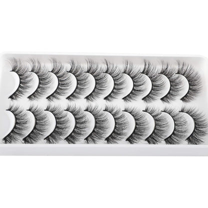 Fake Eyelashes Natural Look Fluffy Wispy False Lashes Cat-Eye Lashes with Thin Band Lightweight Fake Lashes 10 Pairs Pack