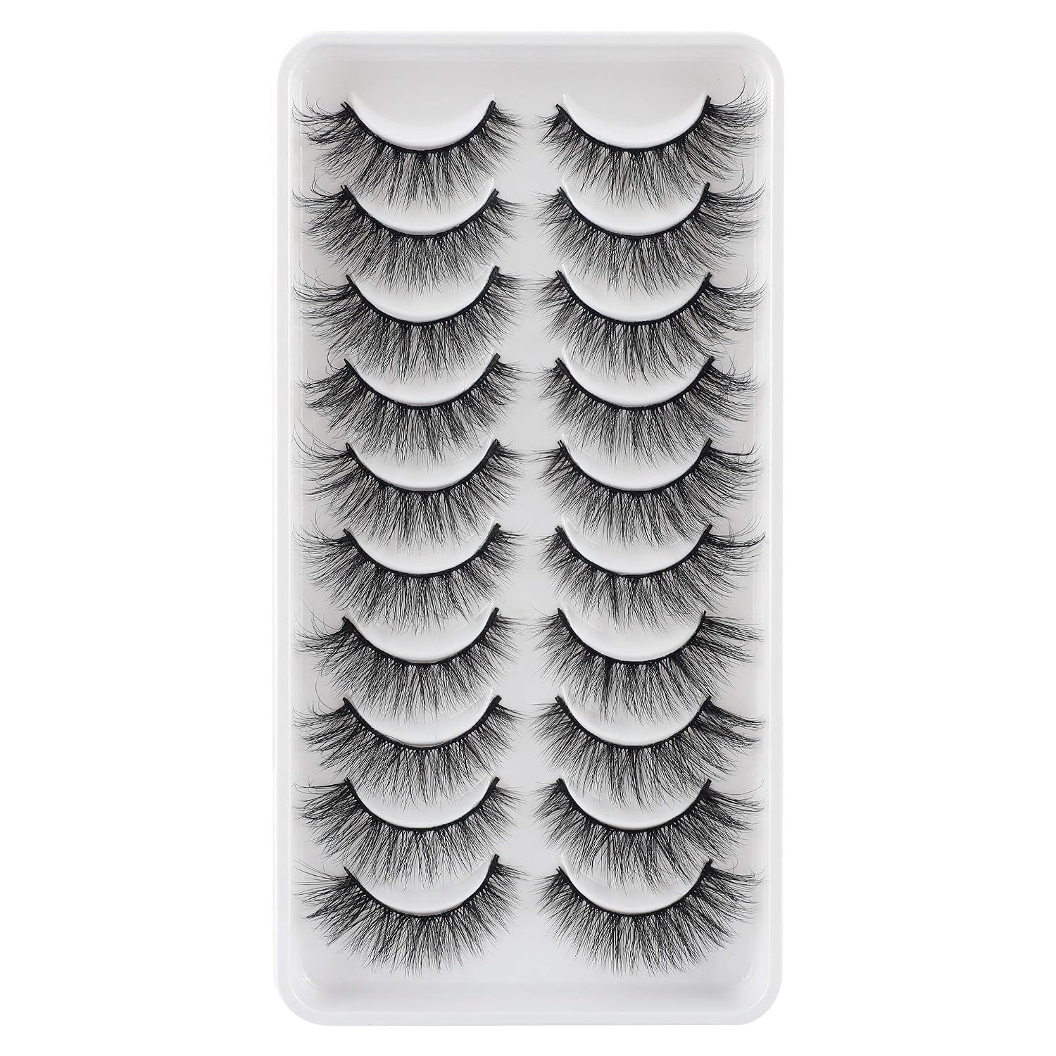 Fake Eyelashes Natural Look Fluffy Wispy False Lashes Cat-Eye Lashes with Thin Band Lightweight Fake Lashes 10 Pairs Pack