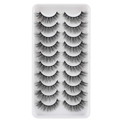Fake Eyelashes Natural Look Fluffy Wispy False Lashes Cat-Eye Lashes with Thin Band Lightweight Fake Lashes 10 Pairs Pack